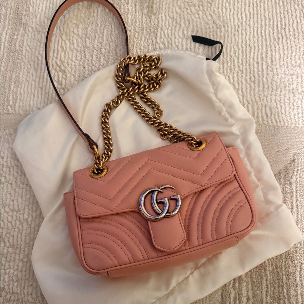 Gucci Blush Pink Shoulder Bag with Gold Chain